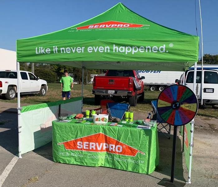 Our tent and prize wheel with swag set up for the Chouteau Days in Salina. 